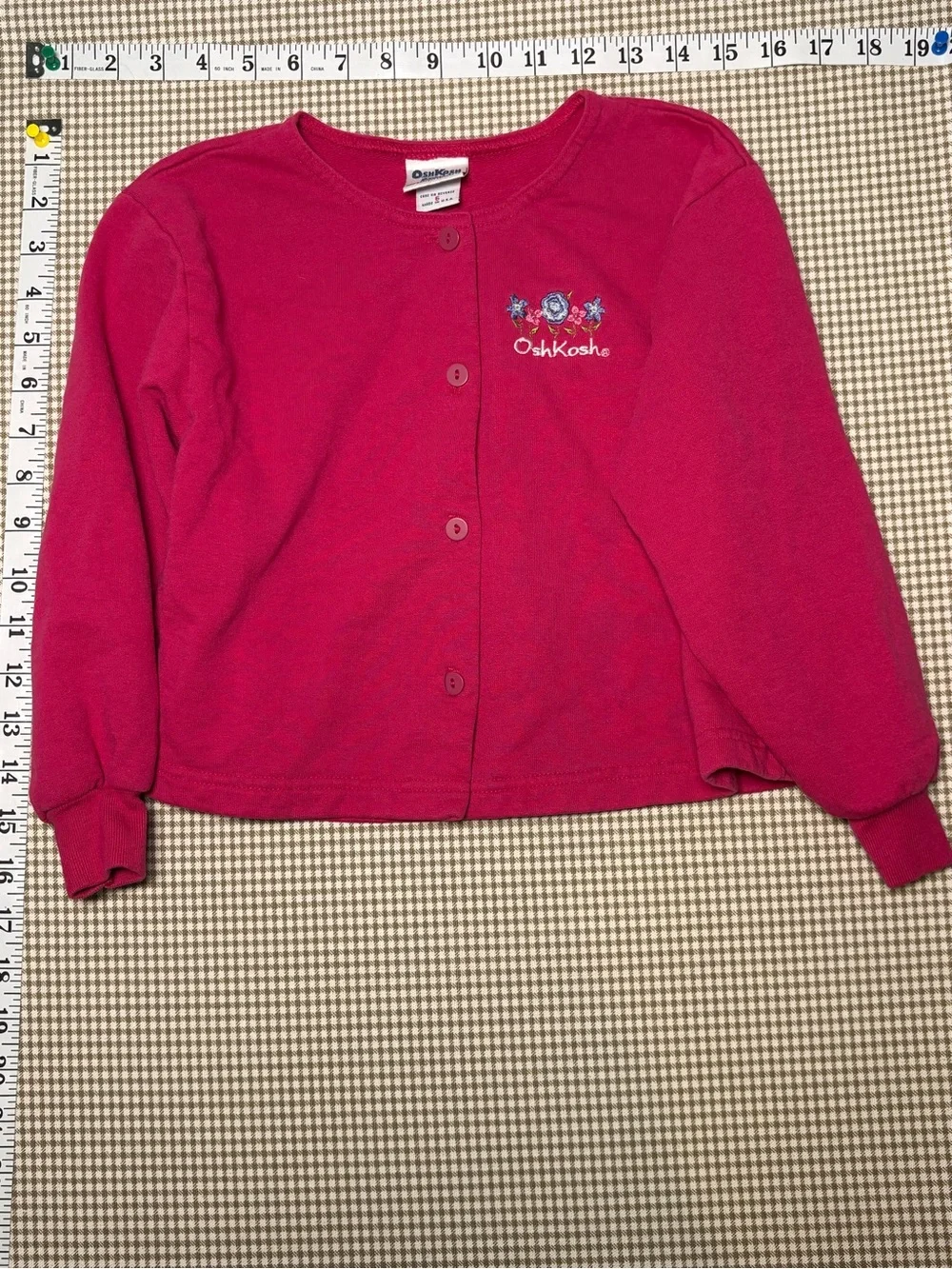 Vintage Y2K OshKosh B'gosh Pink Girls' Long-Sleeve Button Cardigan Size 6
